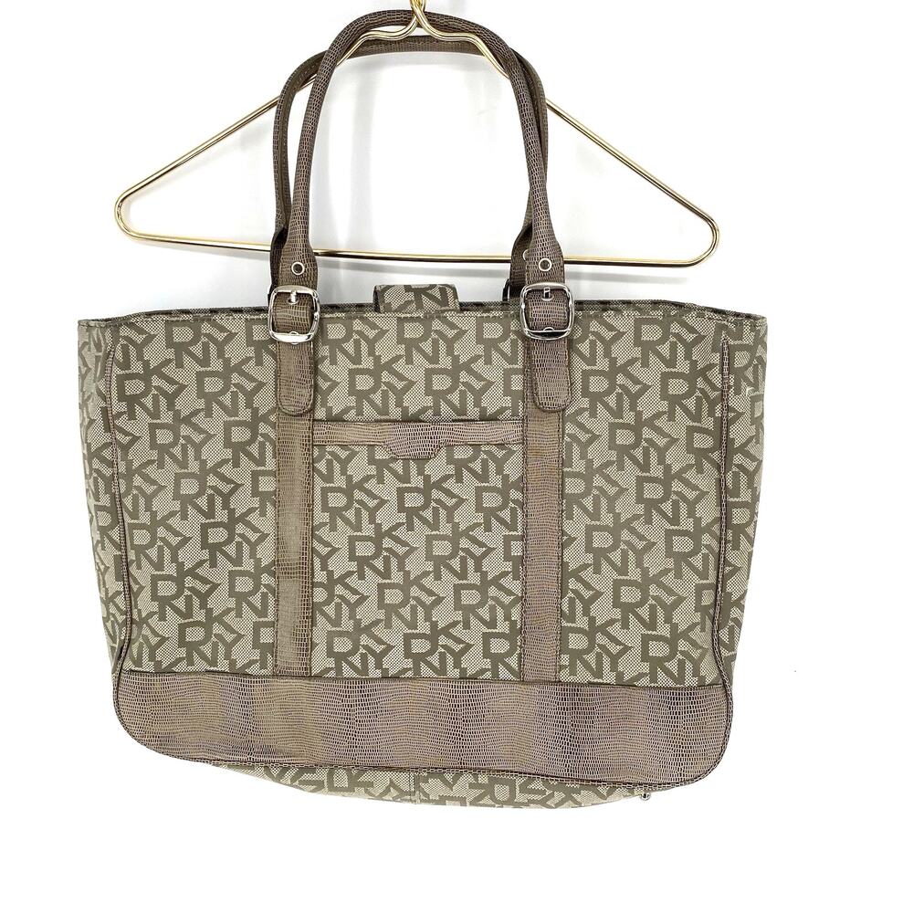 DKNY Monogram Two Handle Tote Gray
